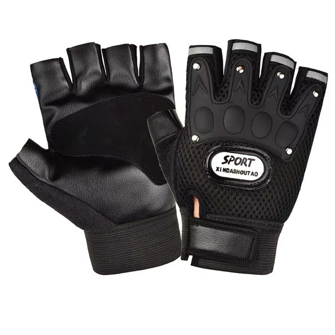 Outdoor Sports Breathable Half Finger Gloves Wear-Resistant Cycling Motorbike Bike Motorcycle Riding Racing Universal Unisex Tactical Light with Reflective Strips Bicycle 1 Pair Black Blue Red