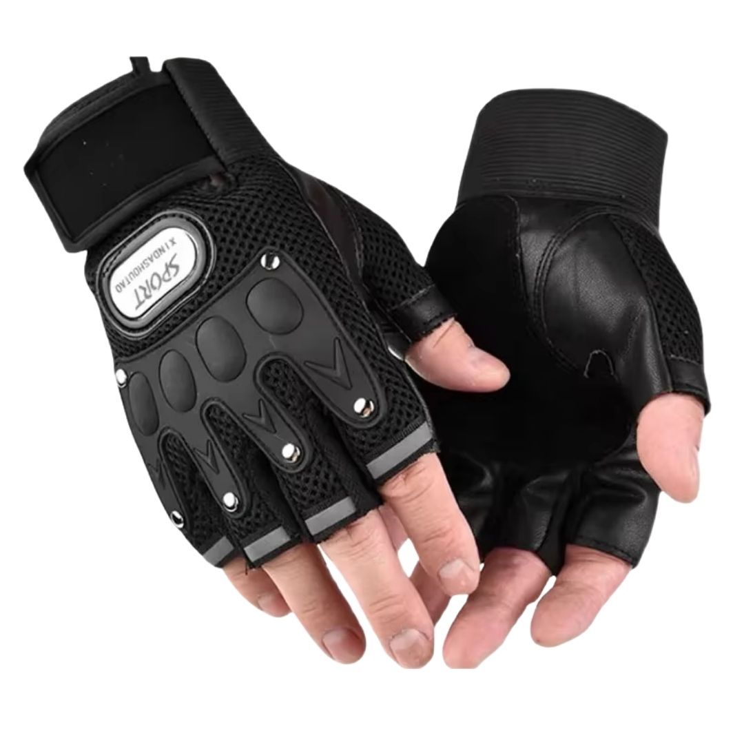 Outdoor Sports Breathable Half Finger Gloves Wear-Resistant Cycling Motorbike Bike Motorcycle Riding Racing Universal Unisex Tactical Light with Reflective Strips Bicycle 1 Pair Black Blue Red