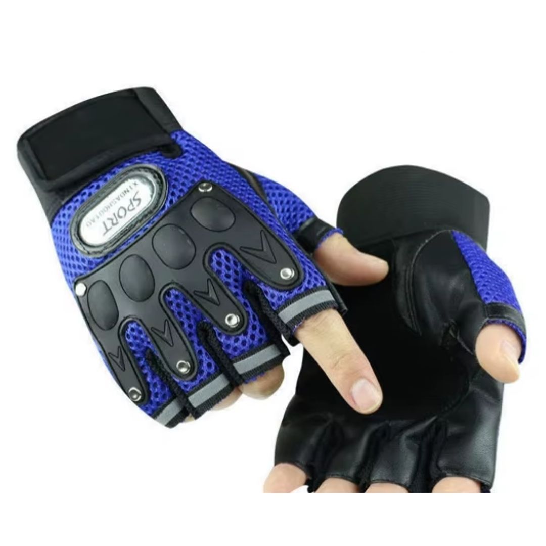 Outdoor Sports Breathable Half Finger Gloves Wear-Resistant Cycling Motorbike Bike Motorcycle Riding Racing Universal Unisex Tactical Light with Reflective Strips Bicycle 1 Pair Black Blue Red