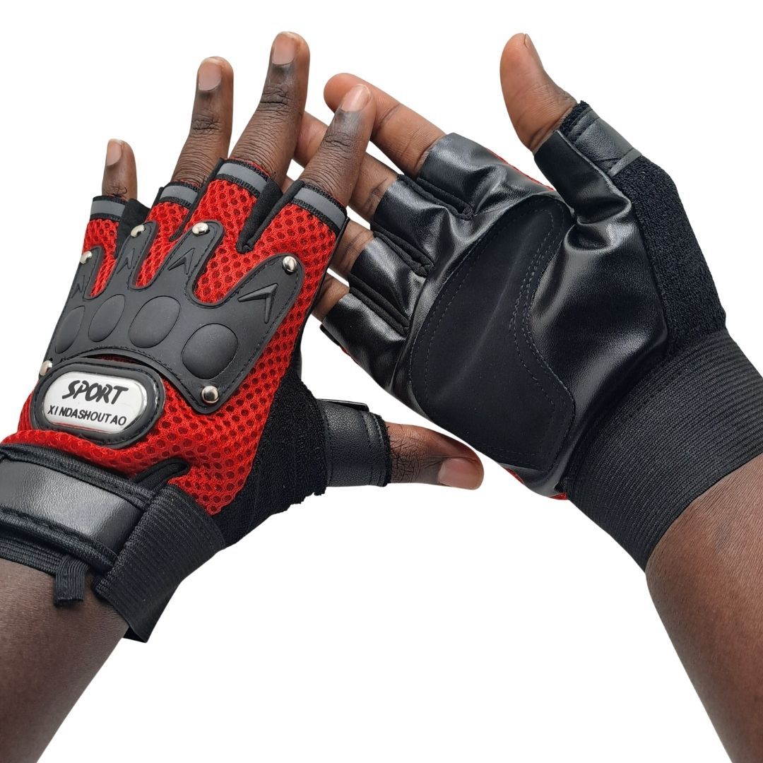 Universal Half Finger Gloves 1 Pair Nonslip Safety Gear Mesh Design Breathable Sport Cycling Motorbike Bike Motorcycle Riding Racing Unisex Tactical Light with Reflective Strip BLACK BLUE RED Summer