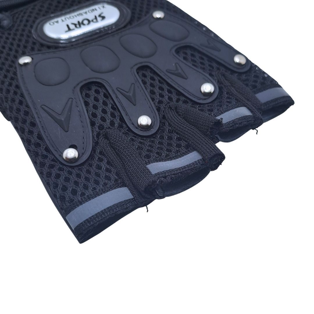 BLACK Breathable Half Finger Cycling Gloves Wear-Resistant Motorbike & Tactical Gear Unisex HG-1 with Reflective Strips Sport Glove Bike Riding Racing Light Summer Bicycle Gear Mesh Design