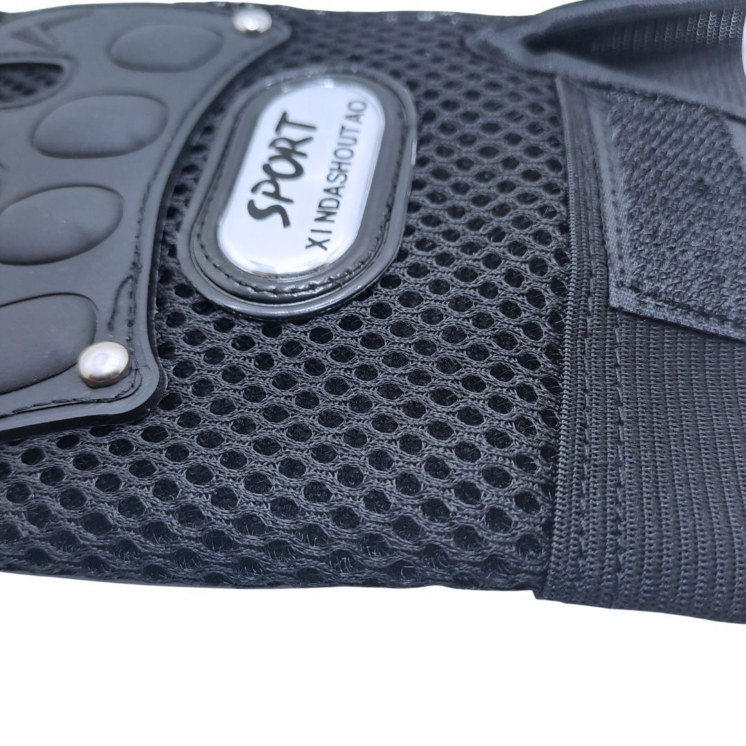 BLACK Breathable Half Finger Cycling Gloves Wear-Resistant Motorbike & Tactical Gear Unisex HG-1 with Reflective Strips Sport Glove Bike Riding Racing Light Summer Bicycle Gear Mesh Design