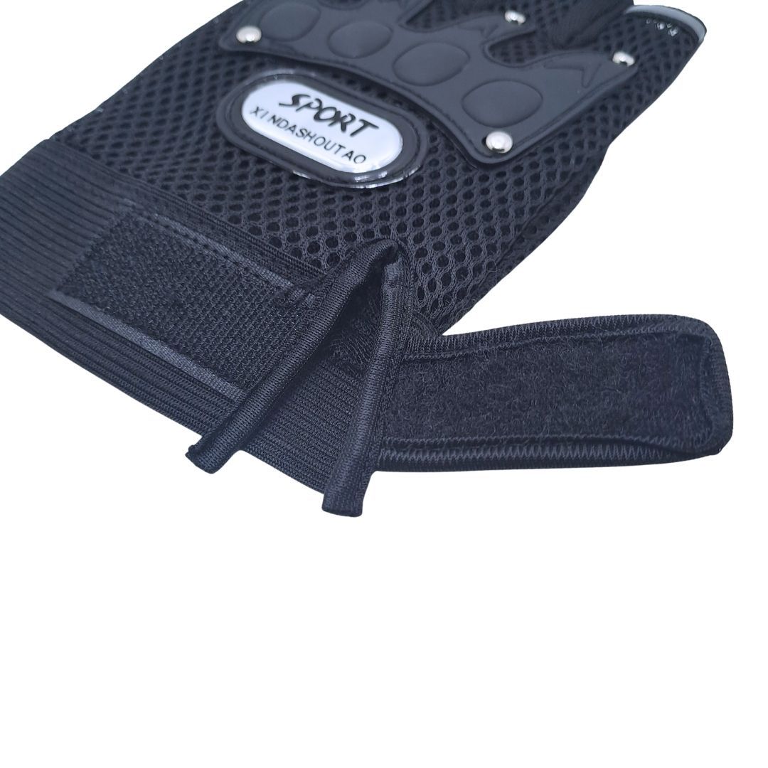 BLACK Breathable Half Finger Cycling Gloves Wear-Resistant Motorbike & Tactical Gear Unisex HG-1 with Reflective Strips Sport Glove Bike Riding Racing Light Summer Bicycle Gear Mesh Design