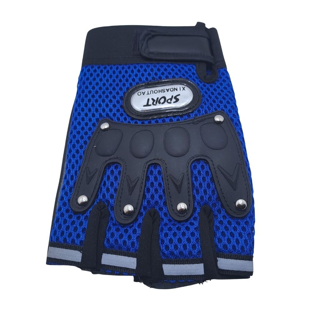 Breathable BLUE Half Finger Sport Gloves with Reflective Strips Wear-Resistant Non-Slip Cycling & Motorbike Gloves Unisex HG-1 Bike Riding Racing Light Summer Bicycle Gear Mesh Design Tactical