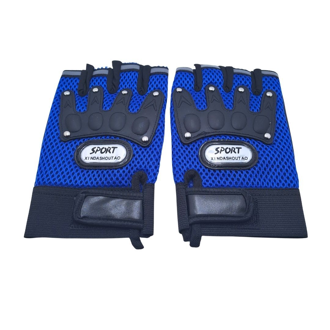 BLUE Breathable Half Finger Cycling Gloves Wear-Resistant Motorbike & Tactical Gear Unisex HG-1 with Reflective Strips Sport Glove Bike Riding Racing Light Summer Bicycle Gear Mesh Design