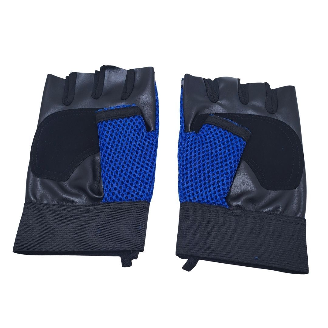 BLUE Breathable Half Finger Cycling Gloves Wear-Resistant Motorbike & Tactical Gear Unisex HG-1 with Reflective Strips Sport Glove Bike Riding Racing Light Summer Bicycle Gear Mesh Design