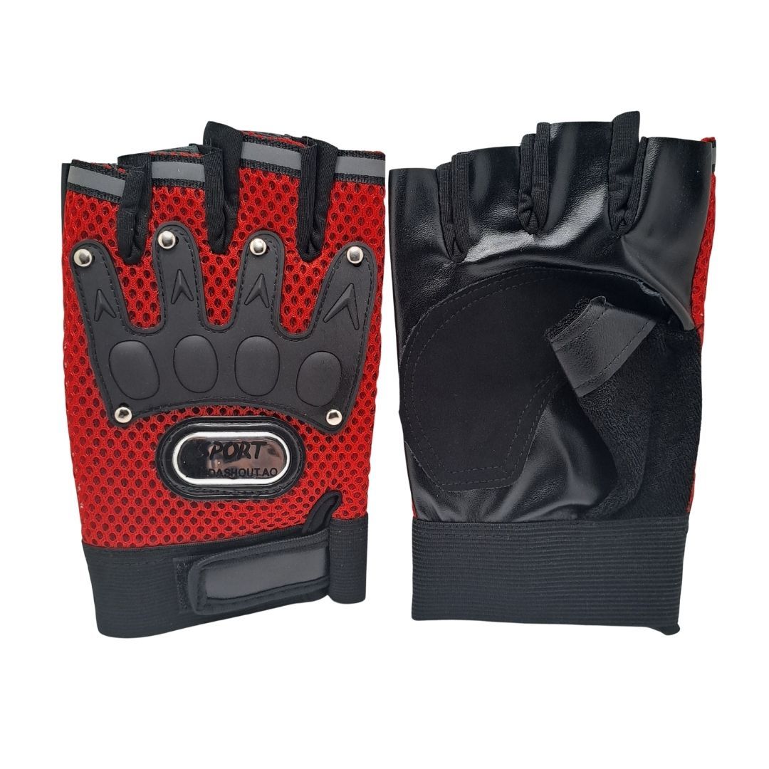 RED Breathable Half Finger Cycling Gloves Wear-Resistant Motorbike & Tactical Gear Unisex HG-1 with Reflective Strips Sport Glove Bike Riding Racing Light Summer Bicycle Gear Mesh Design
