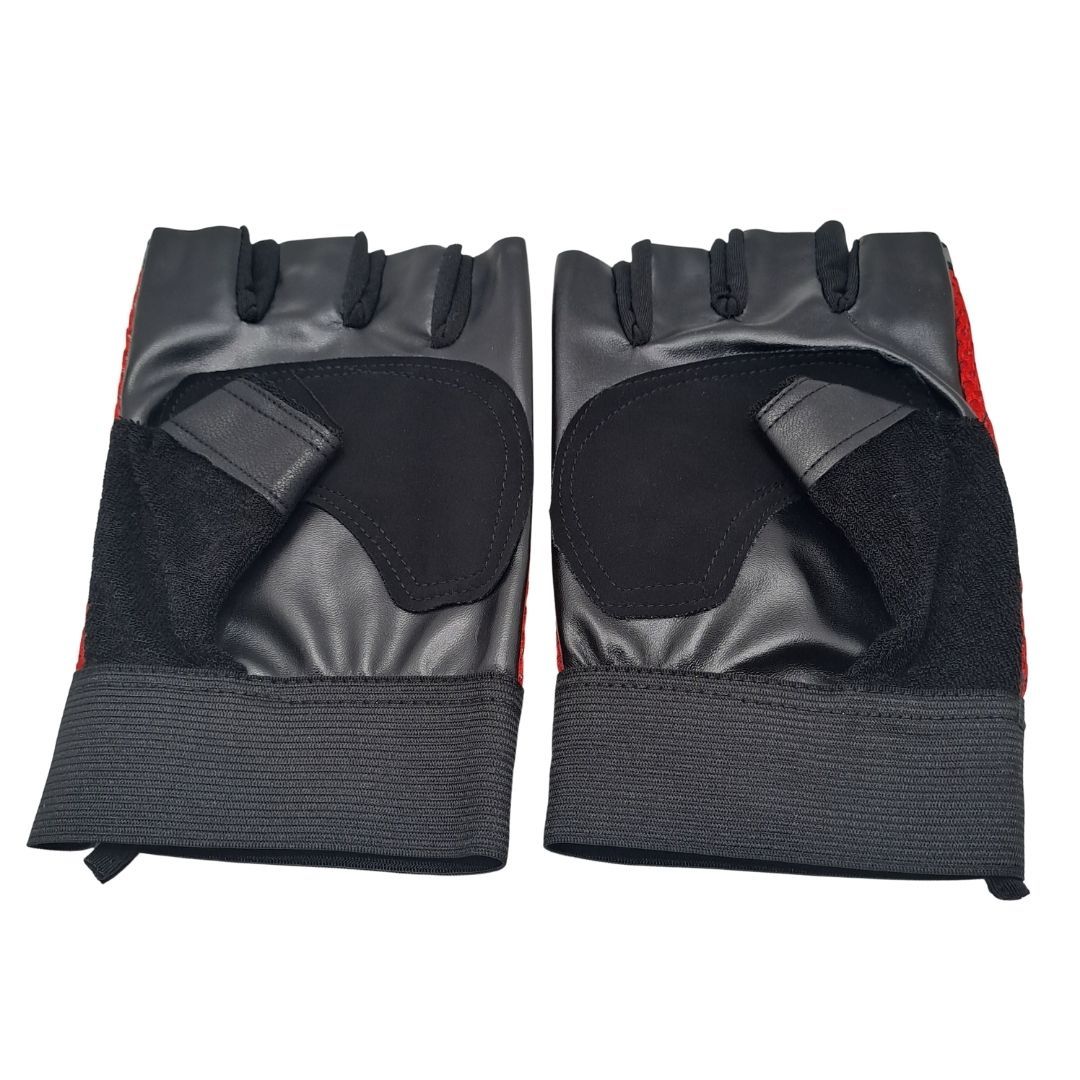 RED Breathable Half Finger Cycling Gloves Wear-Resistant Motorbike & Tactical Gear Unisex HG-1 with Reflective Strips Sport Glove Bike Riding Racing Light Summer Bicycle Gear Mesh Design