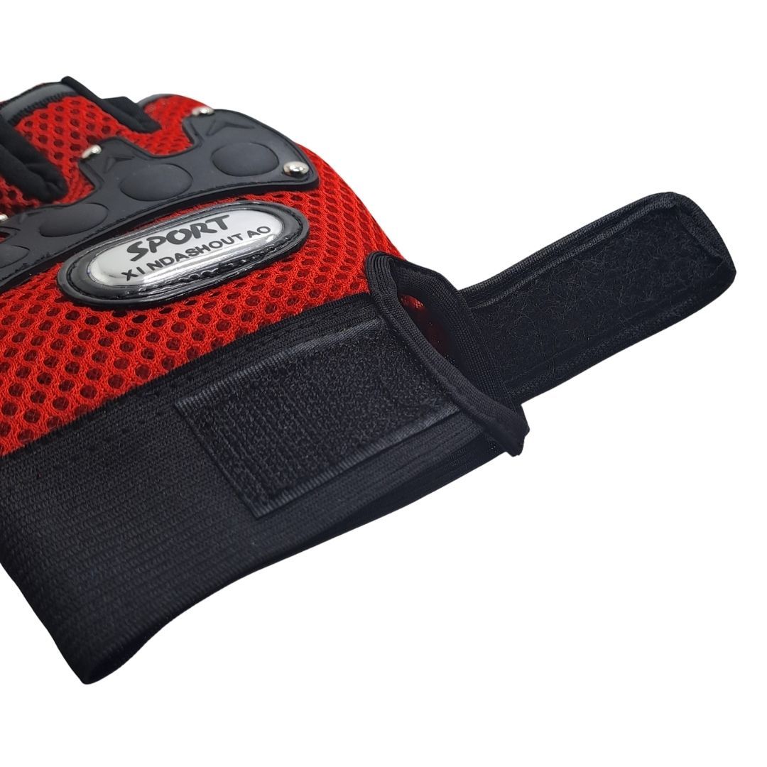 RED Breathable Half Finger Cycling Gloves Wear-Resistant Motorbike & Tactical Gear Unisex HG-1 with Reflective Strips Sport Glove Bike Riding Racing Light Summer Bicycle Gear Mesh Design