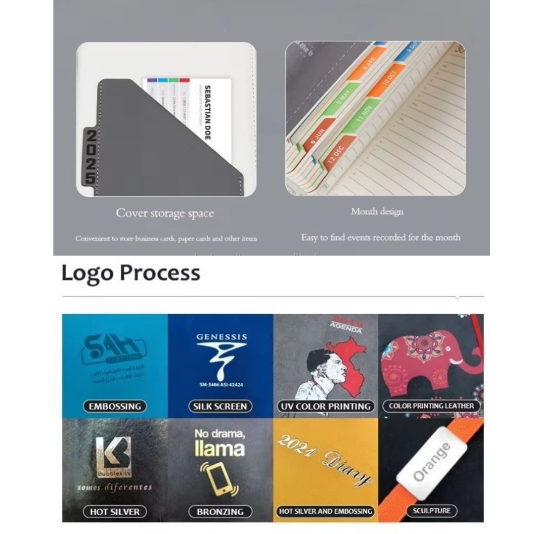 Executive 2026 Diary A5 PU Leather Planner White Hardcover Daily Journal Notebook with Pocket & Calendar Gift Cover Classic Design Official Christmas Boxing Day New Year Valentines Birthday 365 Size