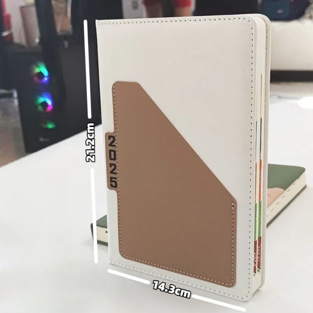 Executive 2026 Diary A5 PU Leather Planner White Hardcover Daily Journal Notebook with Pocket & Calendar Gift Cover Classic Design Official Christmas Boxing Day New Year Valentines Birthday 365 Size