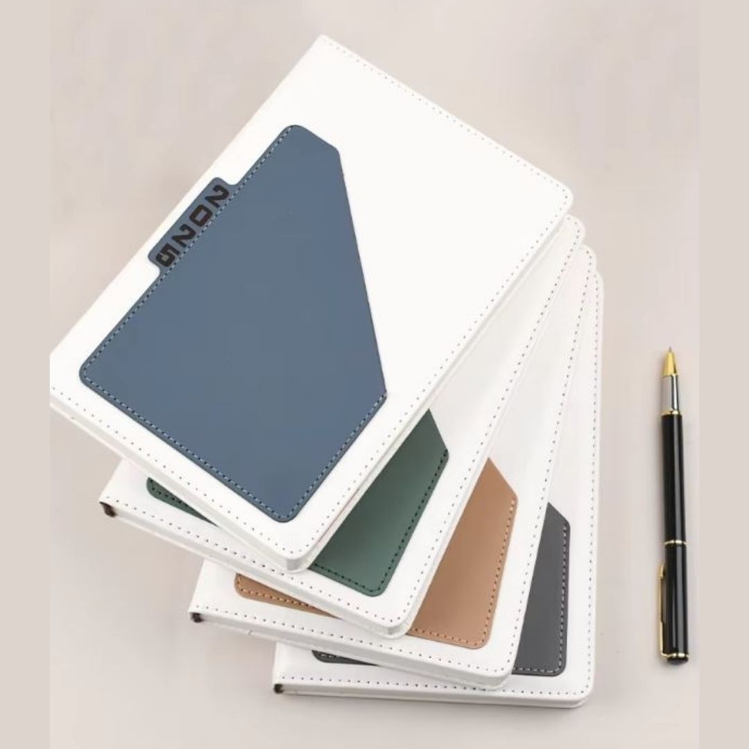 Premium 2026 Diary A5 Daily Planner White PU Leather Hard Cover Executive Journal with Pocket Pouch New Year Classic Design Official Christmas Boxing Day Valentines Birthday 365 Calendar Office