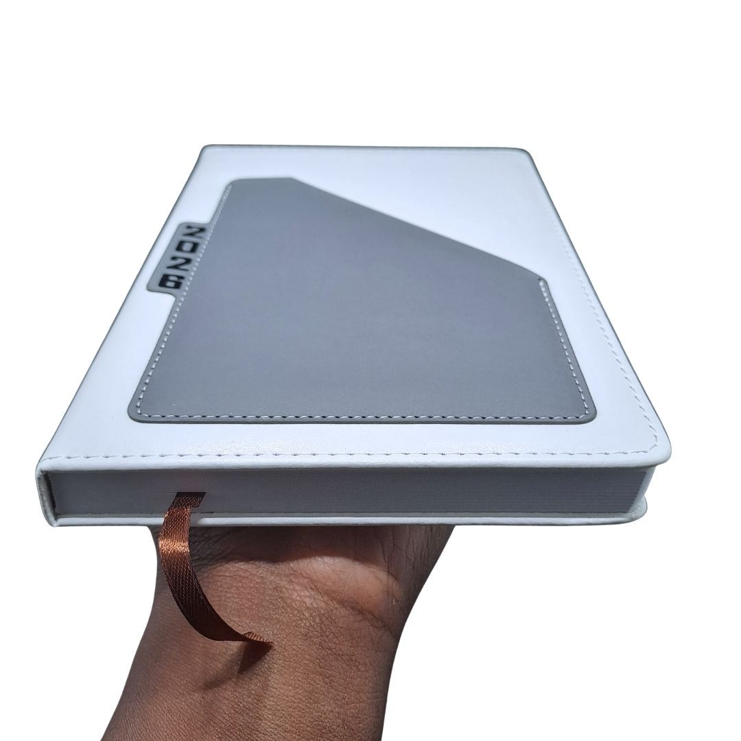 2026 Diary Executive PU Leather A5 GREY Daily Planner & Organizer White Hardcover Executive Journal with Pocket, Customizable GRAY New Year Gift Official Calendar Office Corporate Schedule Personal