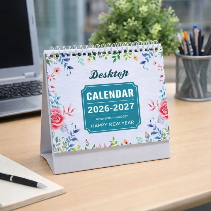 2026 – 2027 Desk Calendar Planner A5 – Writable To-Do List & Habit Tracker Desktop Stand with International Holidays, Spiral Bound (Jan 2026–Jun 2027) Table Journal Memo Multipurpose Office Diary