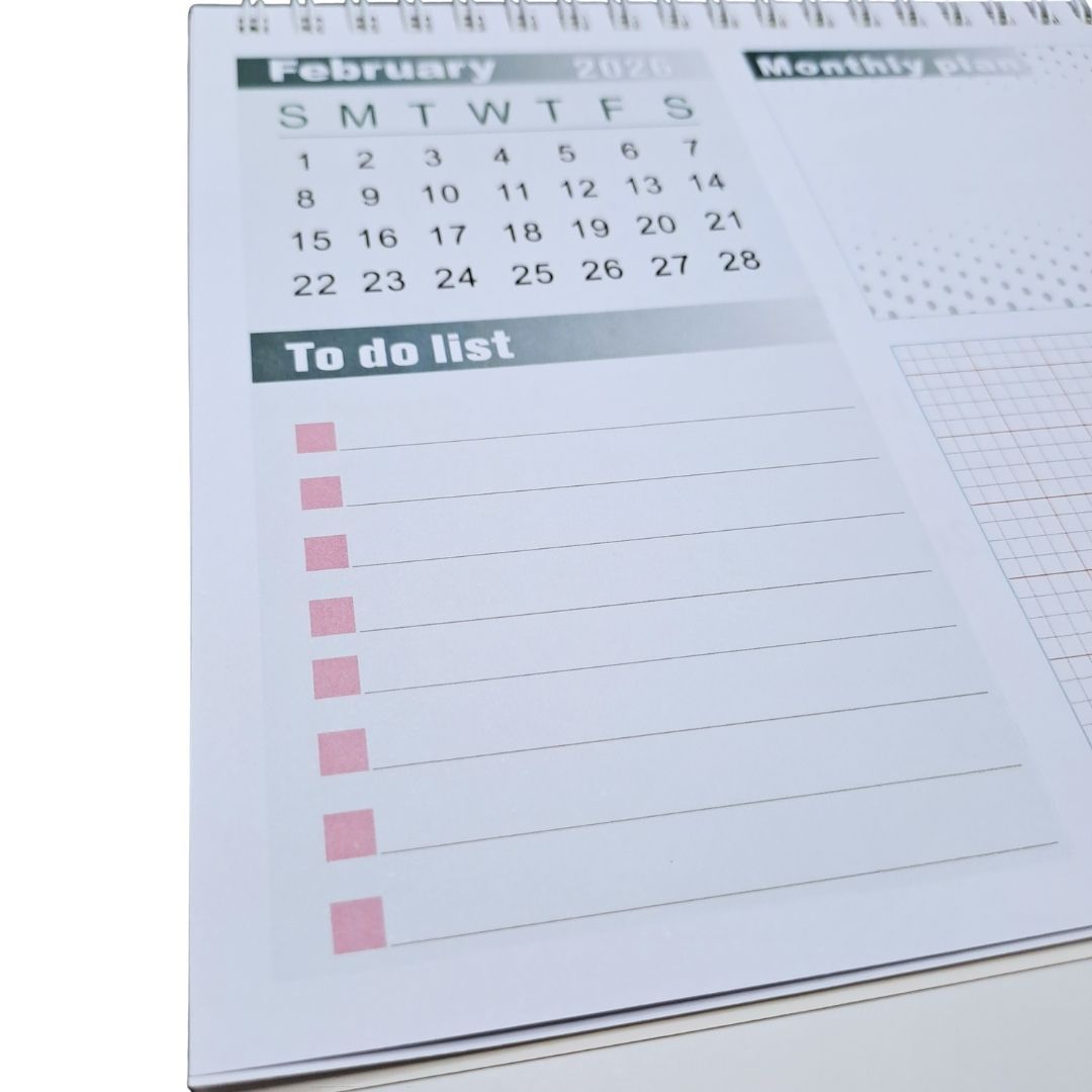 2026 – 2027 Desk Calendar Planner A5 – Writable To-Do List & Habit Tracker Desktop Stand with International Holidays, Spiral Bound (Jan 2026–Jun 2027) Table Journal Memo Multipurpose Office Diary