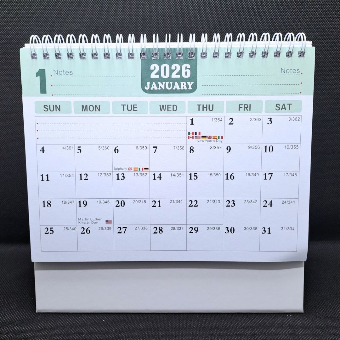 2026 - 2027 Monthly Desk Calendar – 18 Month Writable Planner with Habit Tracker & International Holidays Table Desktop Journal Memo Diary Personal Development 2 in 1 Multifunctional School Office