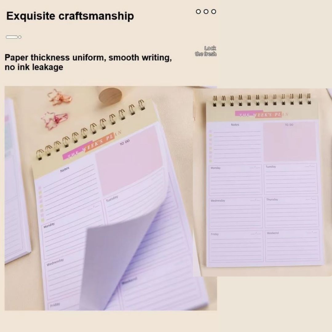 B5 Undated Weekly Planner Organizer 52-Sheet Spiral PORTRAIT Desktop Notepad with Habit Tracker Personal Journal Daily Agenda To Do List Memo Time Management Self Improvement Calendar Diary School