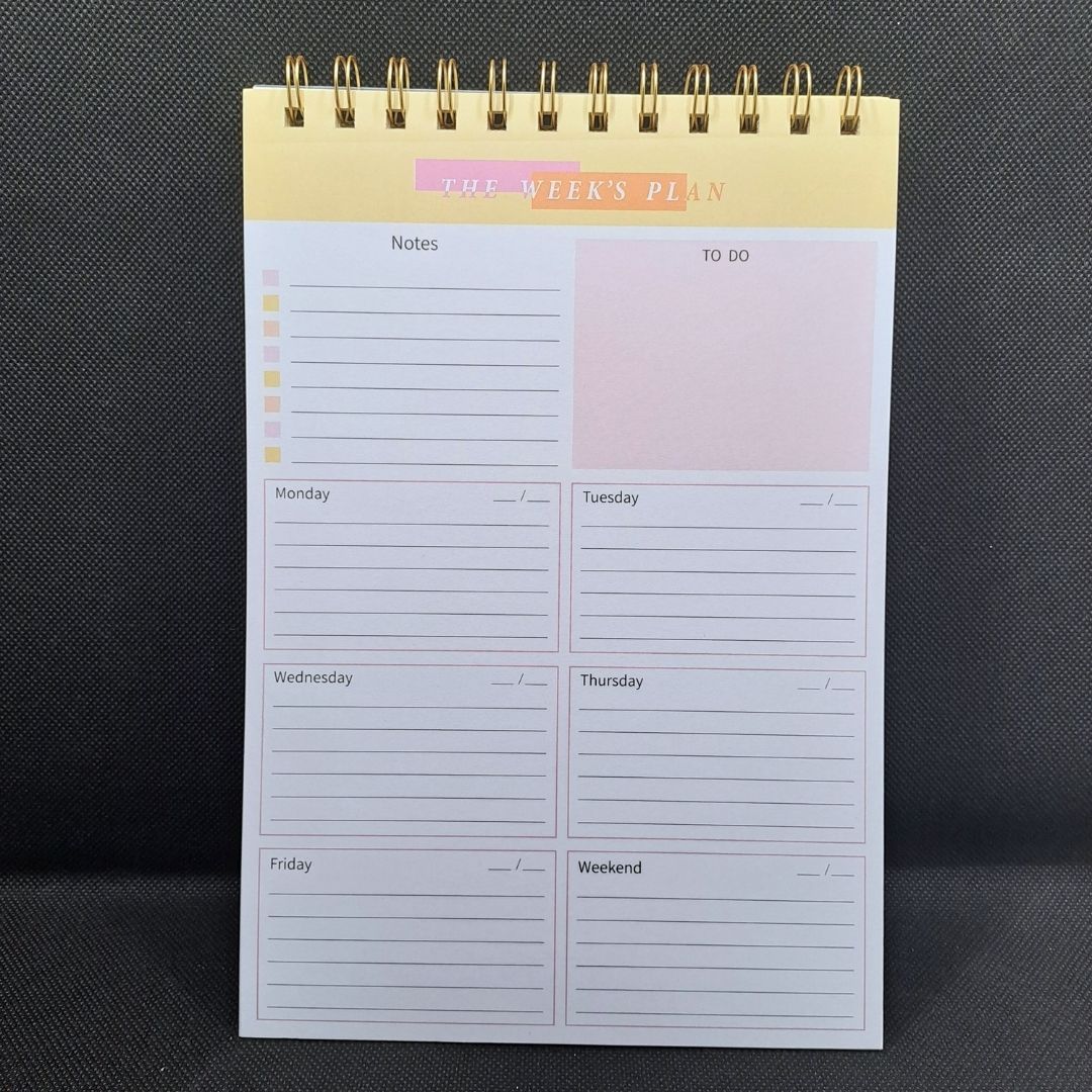 B5 Undated Weekly Planner Organizer 52-Sheet Spiral PORTRAIT Desktop Notepad with Habit Tracker Personal Journal Daily Agenda To Do List Memo Time Management Self Improvement Calendar Diary School