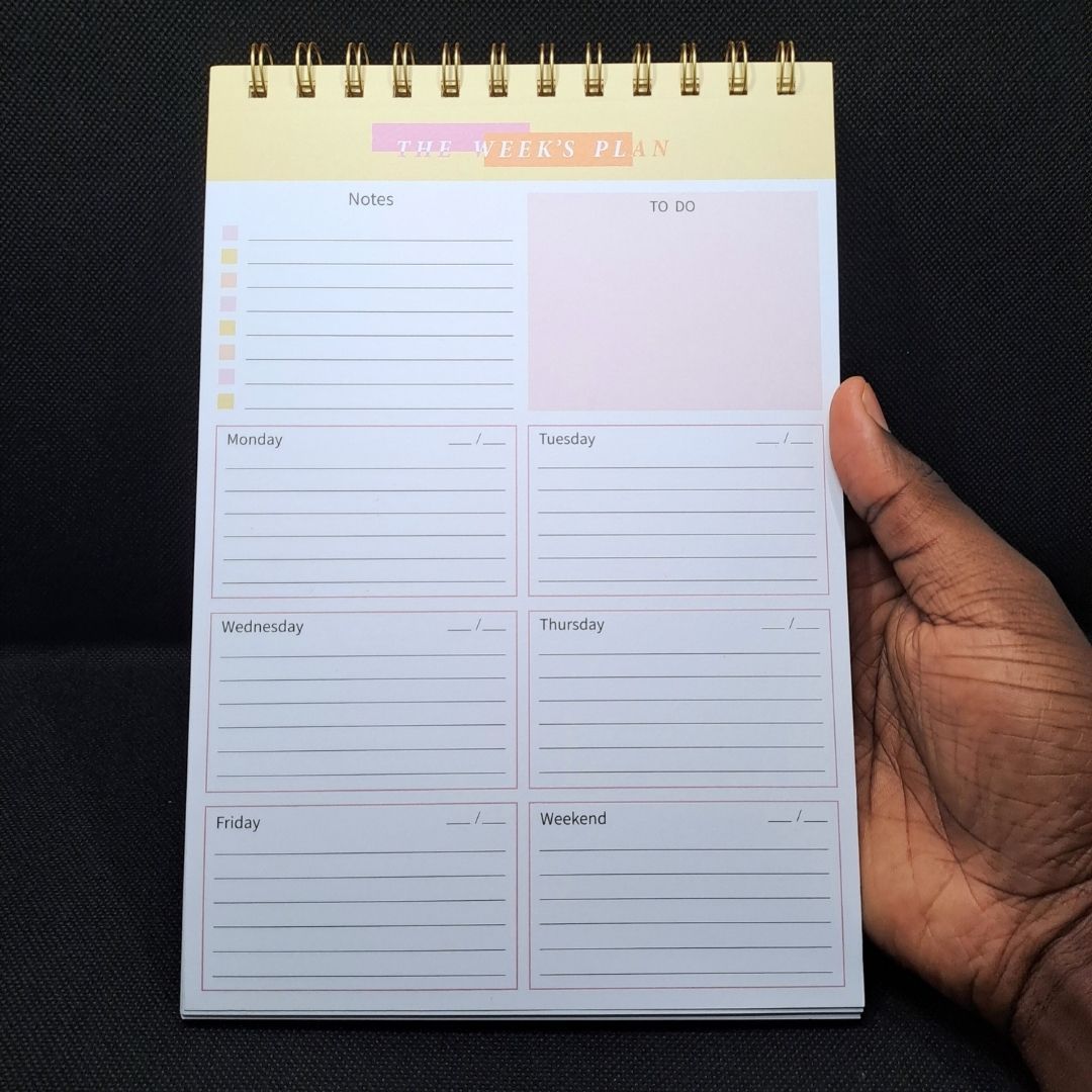 B5 Undated Weekly Planner Organizer 52-Sheet Spiral PORTRAIT Desktop Notepad with Habit Tracker Personal Journal Daily Agenda To Do List Memo Time Management Self Improvement Calendar Diary School