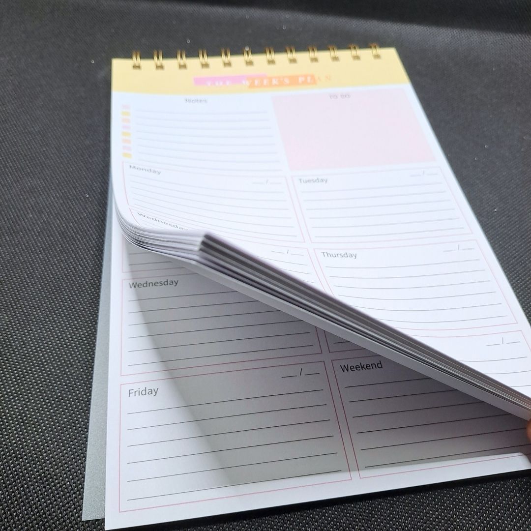 B5 Undated Weekly Planner Organizer 52-Sheet Spiral PORTRAIT Desktop Notepad with Habit Tracker Personal Journal Daily Agenda To Do List Memo Time Management Self Improvement Calendar Diary School