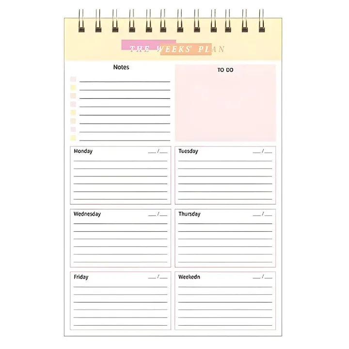 B5 Weekly Planner & Organizer 52 Weeks Undated Tear-Off Pad with Habit Tracker, To-Do List PORTRAIT Layout Spiral-Bound Desktop Notepad for Goals, Food & Fitness Personal Journal Daily Agenda Memo