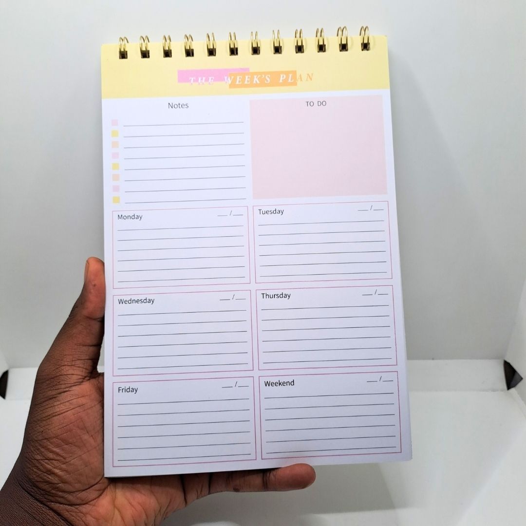 B5 Weekly Planner & Organizer 52 Weeks Undated Tear-Off Pad with Habit Tracker, To-Do List PORTRAIT Layout Spiral-Bound Desktop Notepad for Goals, Food & Fitness Personal Journal Daily Agenda Memo