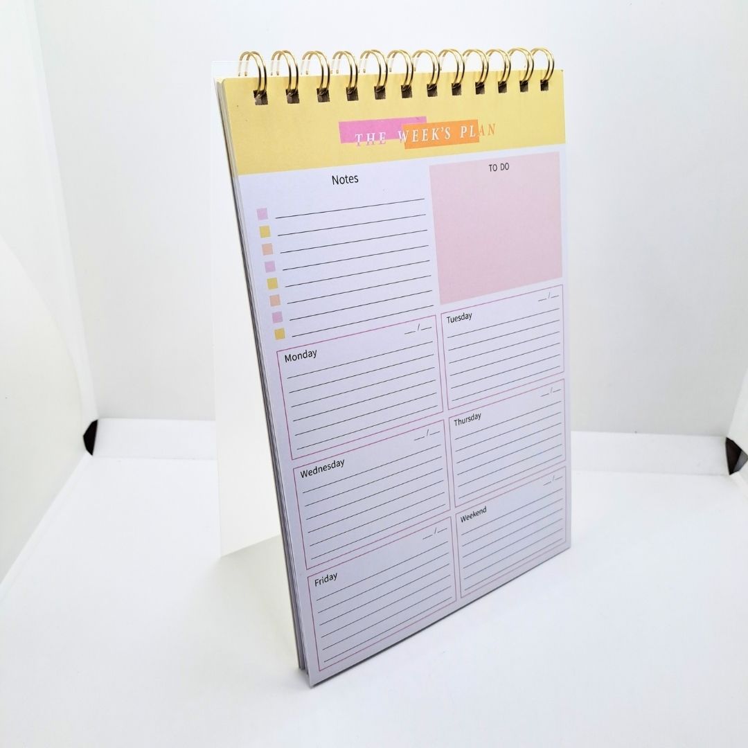B5 Weekly Planner & Organizer 52 Weeks Undated Tear-Off Pad with Habit Tracker, To-Do List PORTRAIT Layout Spiral-Bound Desktop Notepad for Goals, Food & Fitness Personal Journal Daily Agenda Memo