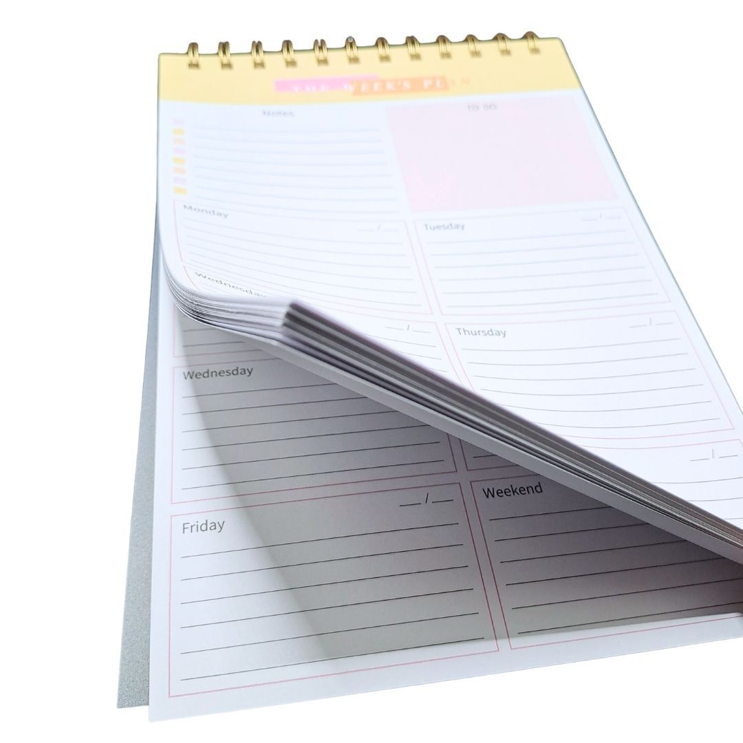 B5 Weekly Planner & Organizer 52 Weeks Undated Tear-Off Pad with Habit Tracker, To-Do List PORTRAIT Layout Spiral-Bound Desktop Notepad for Goals, Food & Fitness Personal Journal Daily Agenda Memo