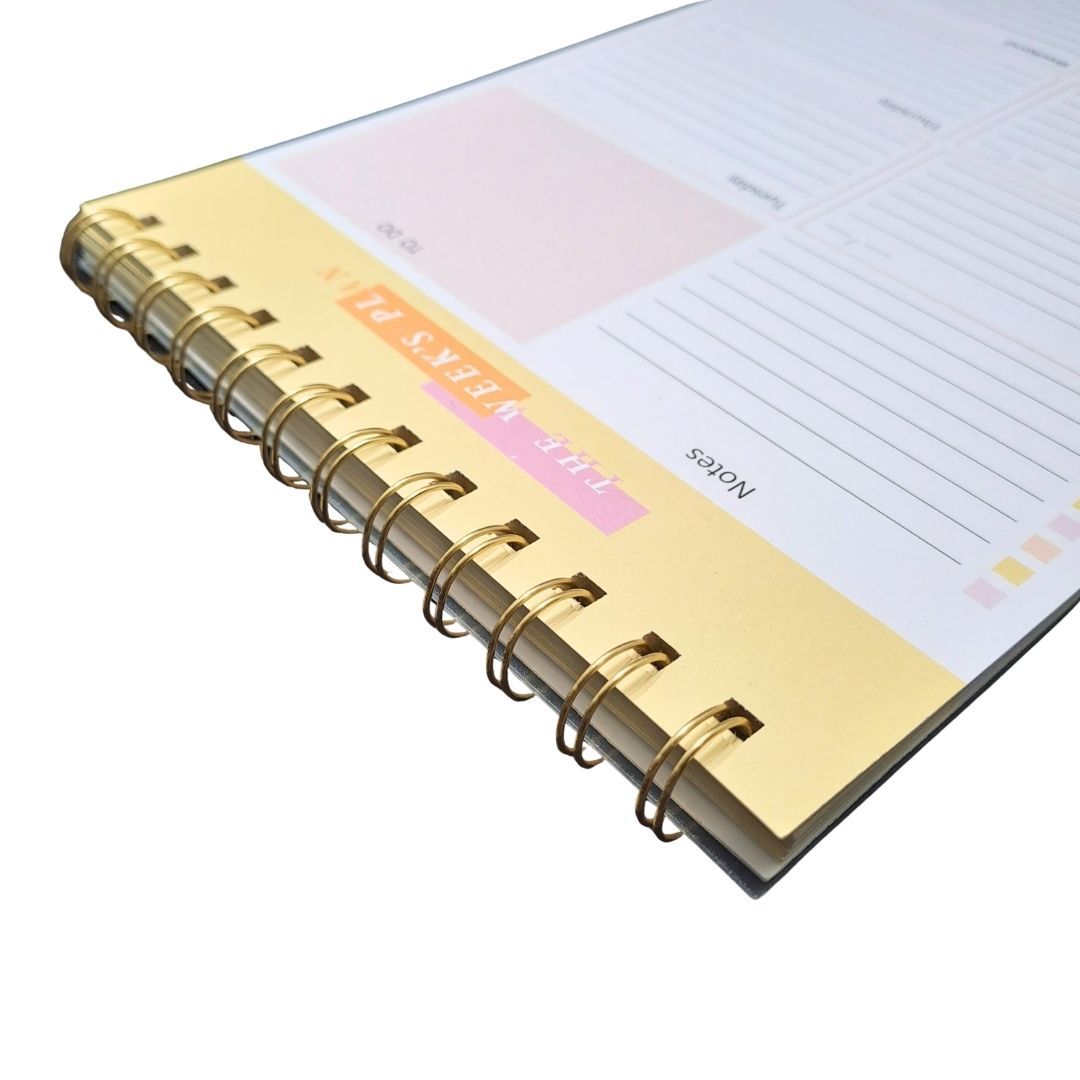 B5 Weekly Planner & Organizer 52 Weeks Undated Tear-Off Pad with Habit Tracker, To-Do List PORTRAIT Layout Spiral-Bound Desktop Notepad for Goals, Food & Fitness Personal Journal Daily Agenda Memo
