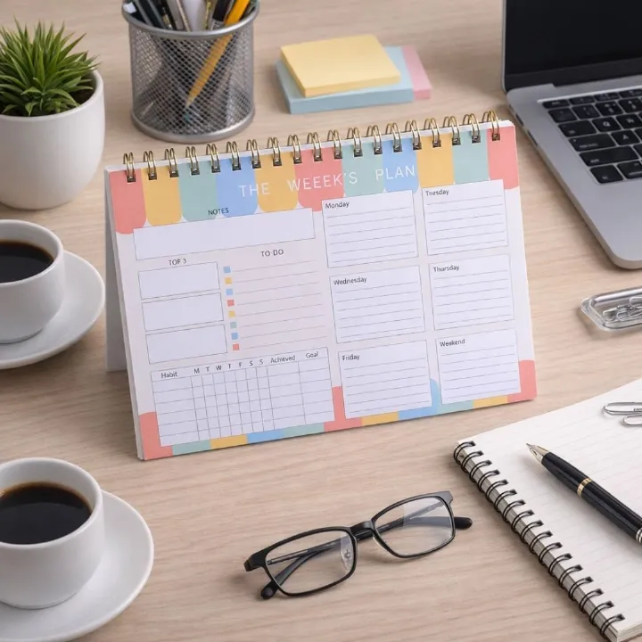 52-Week Undated B5 Weekly Planner Organizer Personal Productivity Journal with To-Do List Habit Tracker & Tear-Off Pages Daily Agenda Memo Time Management Self Improvement Notebook Calendar LANDSCAPE