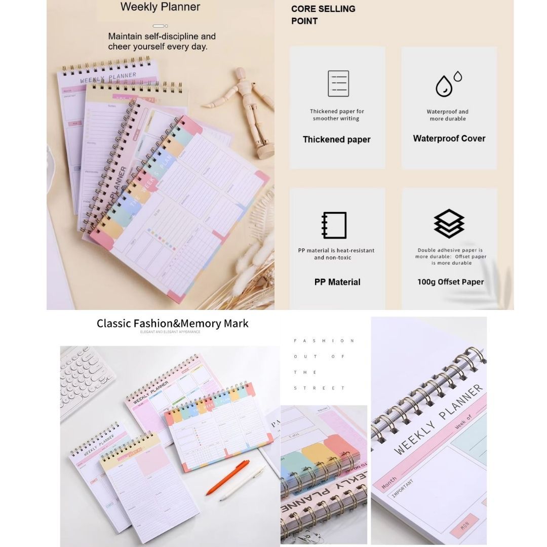 52-Week Undated B5 Weekly Planner Organizer Personal Productivity Journal with To-Do List Habit Tracker & Tear-Off Pages Daily Agenda Memo Time Management Self Improvement Notebook Calendar LANDSCAPE