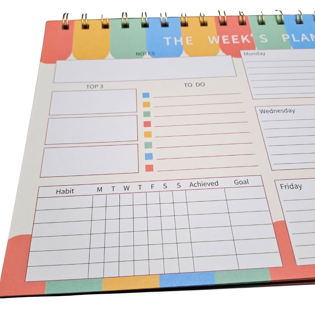 52-Week Undated B5 Weekly Planner Organizer Personal Productivity Journal with To-Do List Habit Tracker & Tear-Off Pages Daily Agenda Memo Time Management Self Improvement Notebook Calendar LANDSCAPE