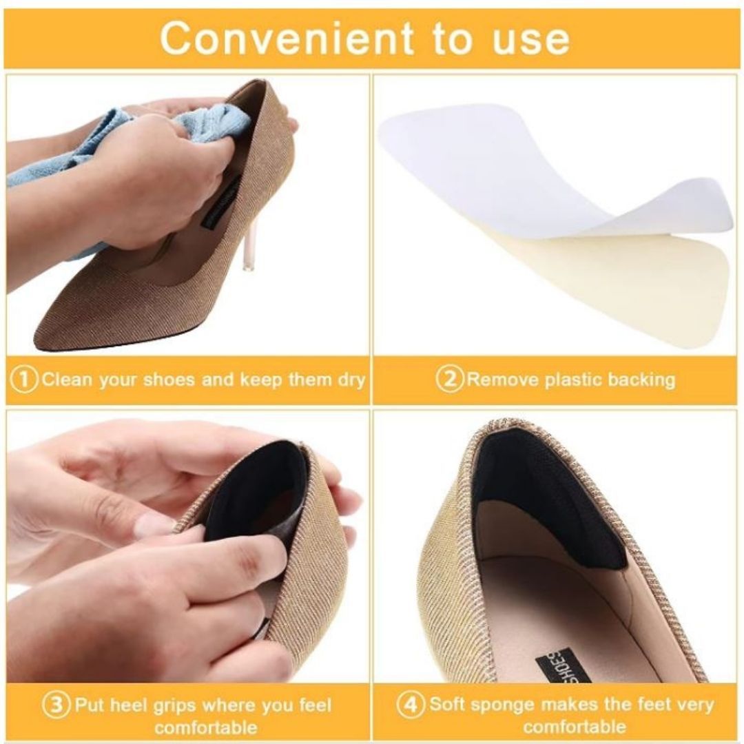 1 PAIR Memory Foam Heel Protector Pads Self-Adhesive Cushion Inserts for High Heels & Loose Shoe Patch Fit Sticker Sponge Shoes Inserts Grips Comfort Liner Foot Care Pain Relief Anti-Abrasion