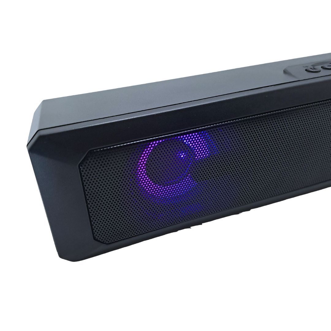 A4 RGB Bluetooth Soundbar – Wireless LED Speaker with Colorful Lights USB Rechargeable Portable Subwoofer Bar for Gaming TV Smartphone Laptop Desk & Outdoor Use 6W Theater 7 Color Changing Sound Music