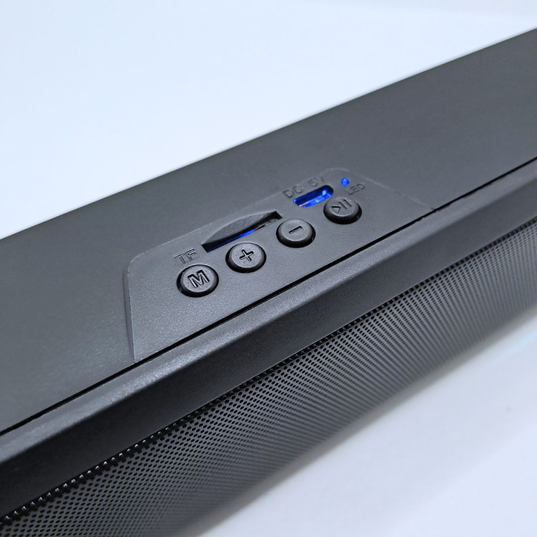 A4 RGB Bluetooth Sound Bar – Portable 6W Wireless Speaker with Colorful LED Lights TF Memory Card Support and Rechargeable Battery for Home Gaming Office Outdoor Use Charging 7 Color Changing Music