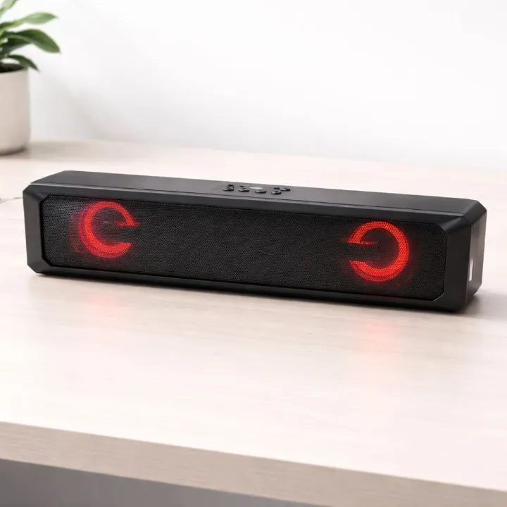 A4 Portable Wireless RGB LED Sound Bar Speaker 6W HiFi Bluetooth Waterproof Stereo with TF Memory Card & Colorful Light Show 6W USB Charging PC Laptop Rechargeable Cool Gaming Home Office Music Phone