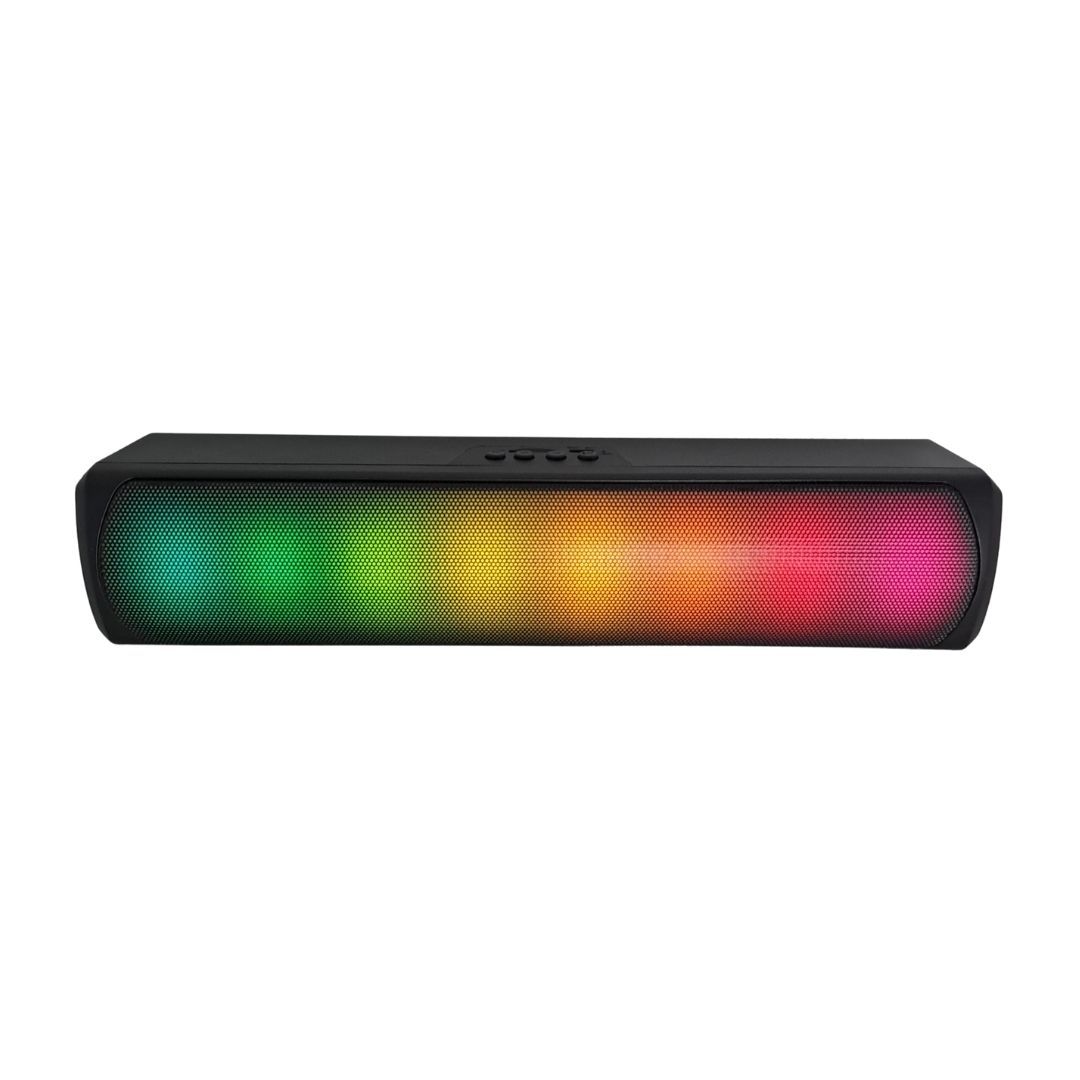 Q4 Portable RGB Wireless Sound Bar Speaker 10W HiFi Stereo Bluetooth Outdoor Soundbar with Waterproof Colorful LED Lighting Music Box Subwoofer BT Rechargeable Charging Office PC Computer Phone Laptop
