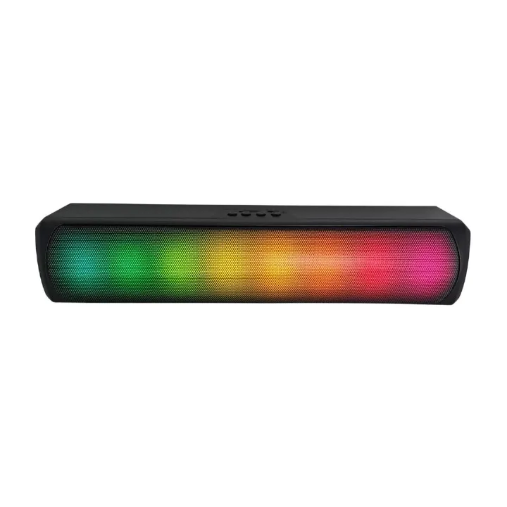 Q4 Portable RGB Wireless Sound Bar Speaker 10W HiFi Stereo Bluetooth Outdoor Soundbar with Waterproof Colorful LED Lighting Music Box Subwoofer BT Rechargeable Charging Office PC Computer Phone Laptop