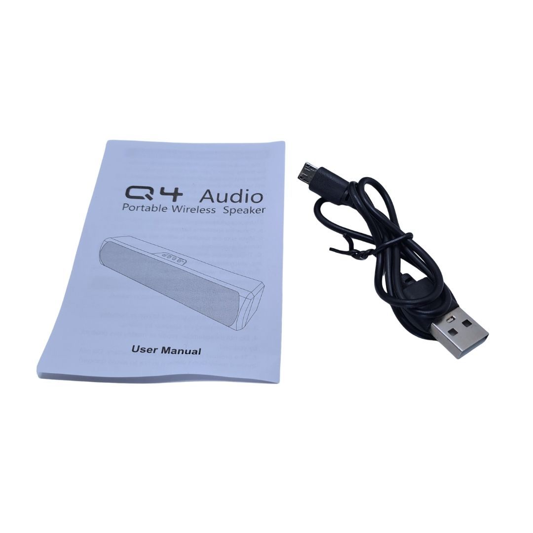 Q4 Portable RGB Wireless Sound Bar Speaker 10W HiFi Stereo Bluetooth Outdoor Soundbar with Waterproof Colorful LED Lighting Music Box Subwoofer BT Rechargeable Charging Office PC Computer Phone Laptop