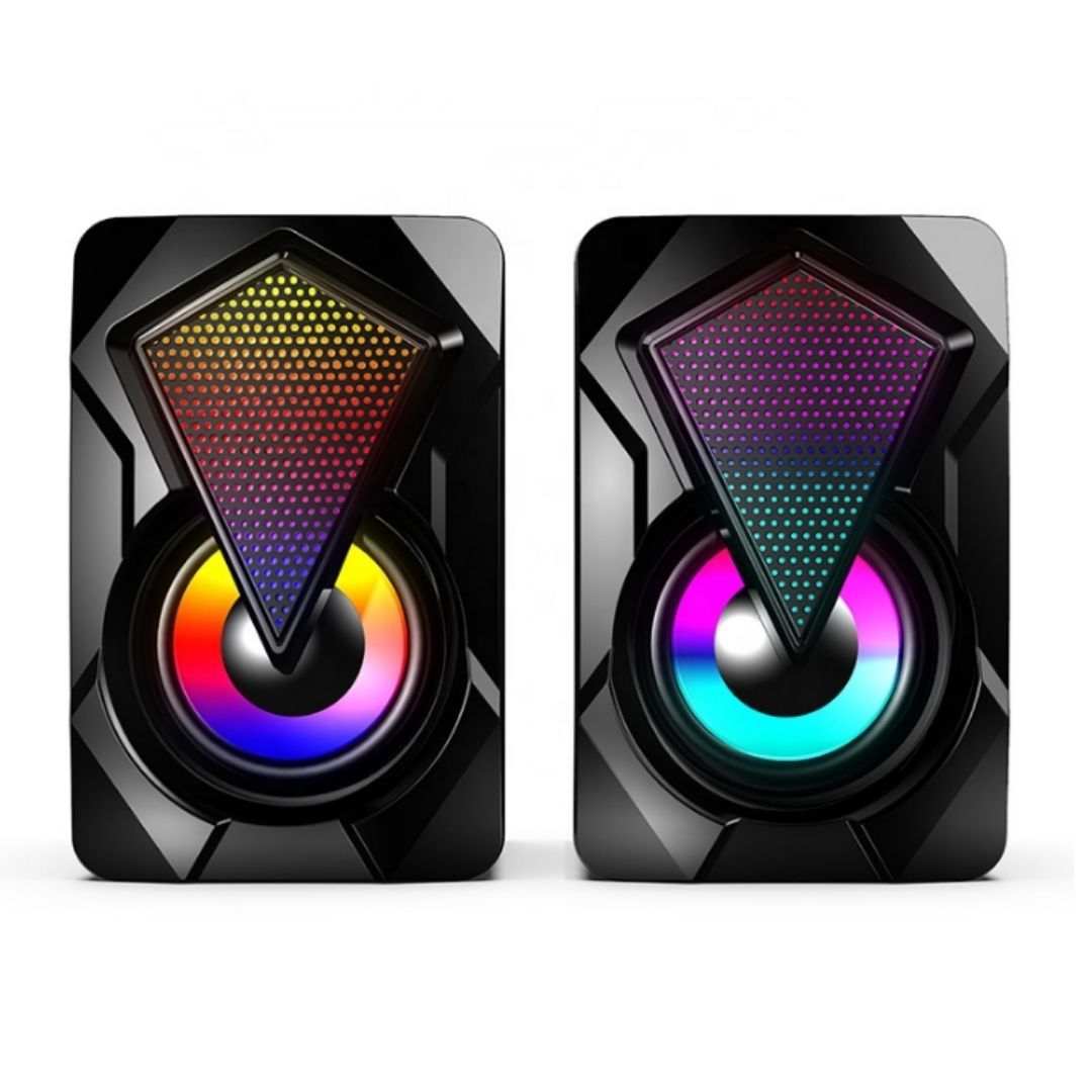 X2 RGB Gaming USB PC Speakers – Stereo 6W Wired Laptop Desktop Mini Subwoofer with LED Lights & AUX Connection 2.0 Channel Game Computer Backlight Audio Rainbow Mobile Phone Black Box Gift Men Office