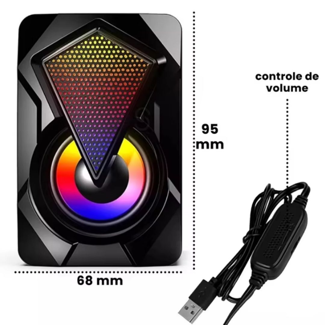 X2 RGB Gaming USB PC Speakers – Stereo 6W Wired Laptop Desktop Mini Subwoofer with LED Lights & AUX Connection 2.0 Channel Game Computer Backlight Audio Rainbow Mobile Phone Black Box Gift Men Office
