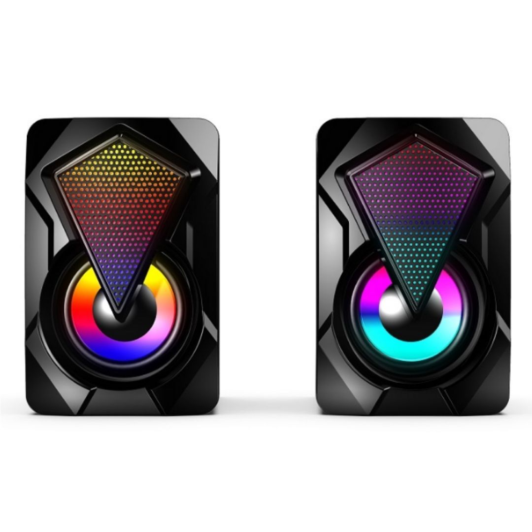X2 RGB USB Desktop Speakers – 6W Dual PC Gaming Sound Music Box with Colorful LED Backlighting AUX Support for Computer Laptop Smart Phone Desktop Wired Accessories Black Electronic Smart Valentines