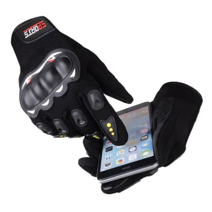 Pro Full Finger Gloves Motorcycle – BLACK Touchscreen Breathable Motorbike Racing Gear with Knuckle Protection Sports E-Bike Riding Driving Safety Outdoor Light Motocross Equipment Unisex