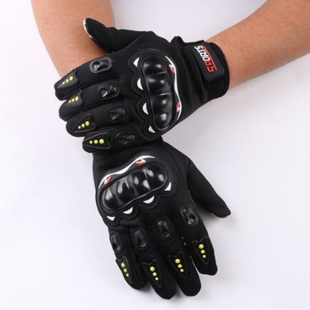 Full Finger Gloves Motorcycle Touch Screen Breathable – BLACK Unisex Hard Shell Knuckle Protection Anti-Skid Riding Gear FG-1 Sports Motorbike E-Bike Racing Driving Safety Gear Outdoor Lightweight