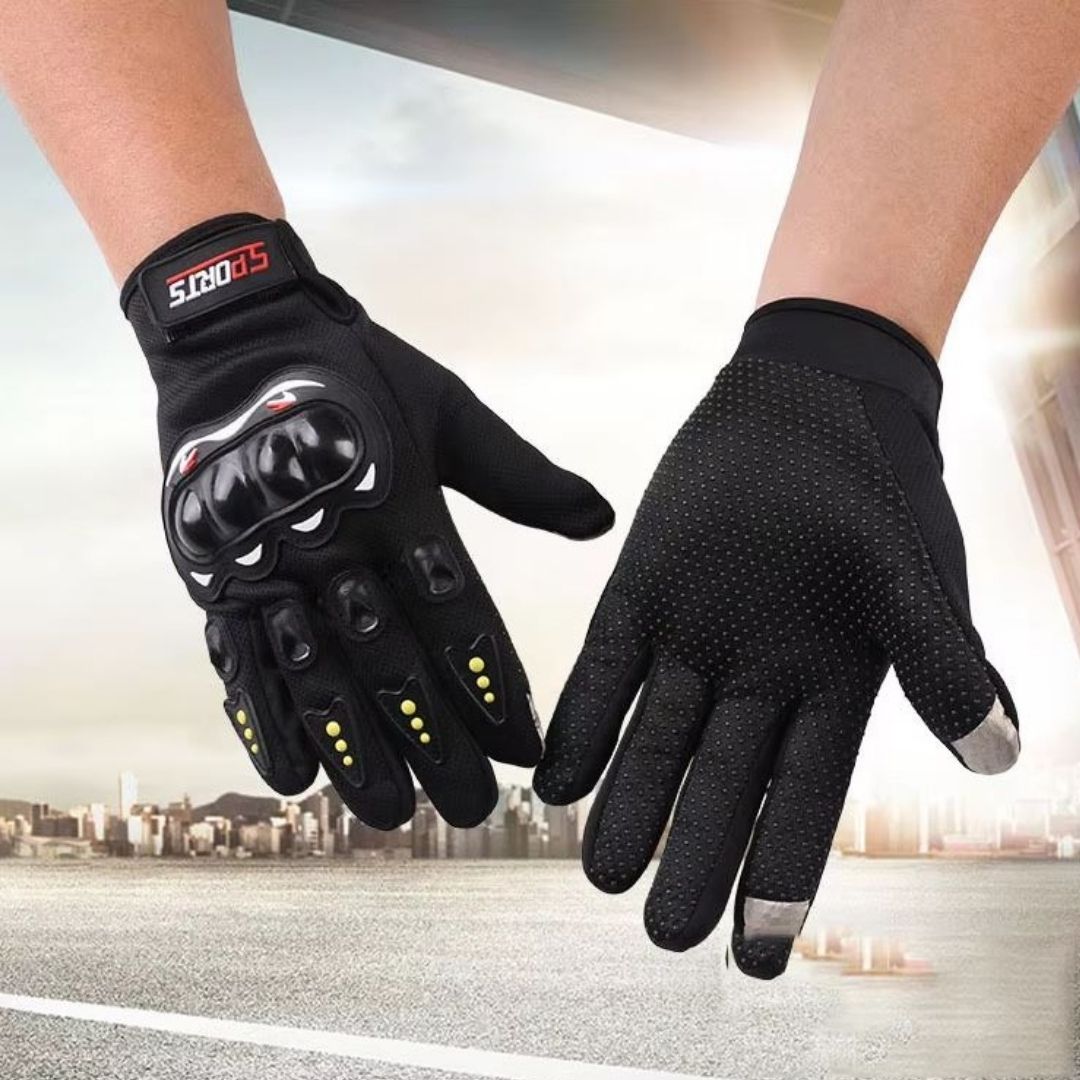 Full Finger Gloves Motorcycle Touch Screen Breathable – BLACK Unisex Hard Shell Knuckle Protection Anti-Skid Riding Gear FG-1 Sports Motorbike E-Bike Racing Driving Safety Gear Outdoor Lightweight