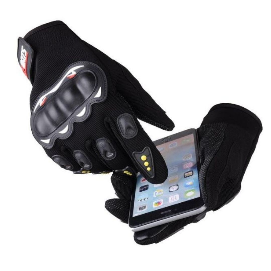 Full Finger Gloves Motorcycle Touch Screen Breathable – BLACK Unisex Hard Shell Knuckle Protection Anti-Skid Riding Gear FG-1 Sports Motorbike E-Bike Racing Driving Safety Gear Outdoor Lightweight