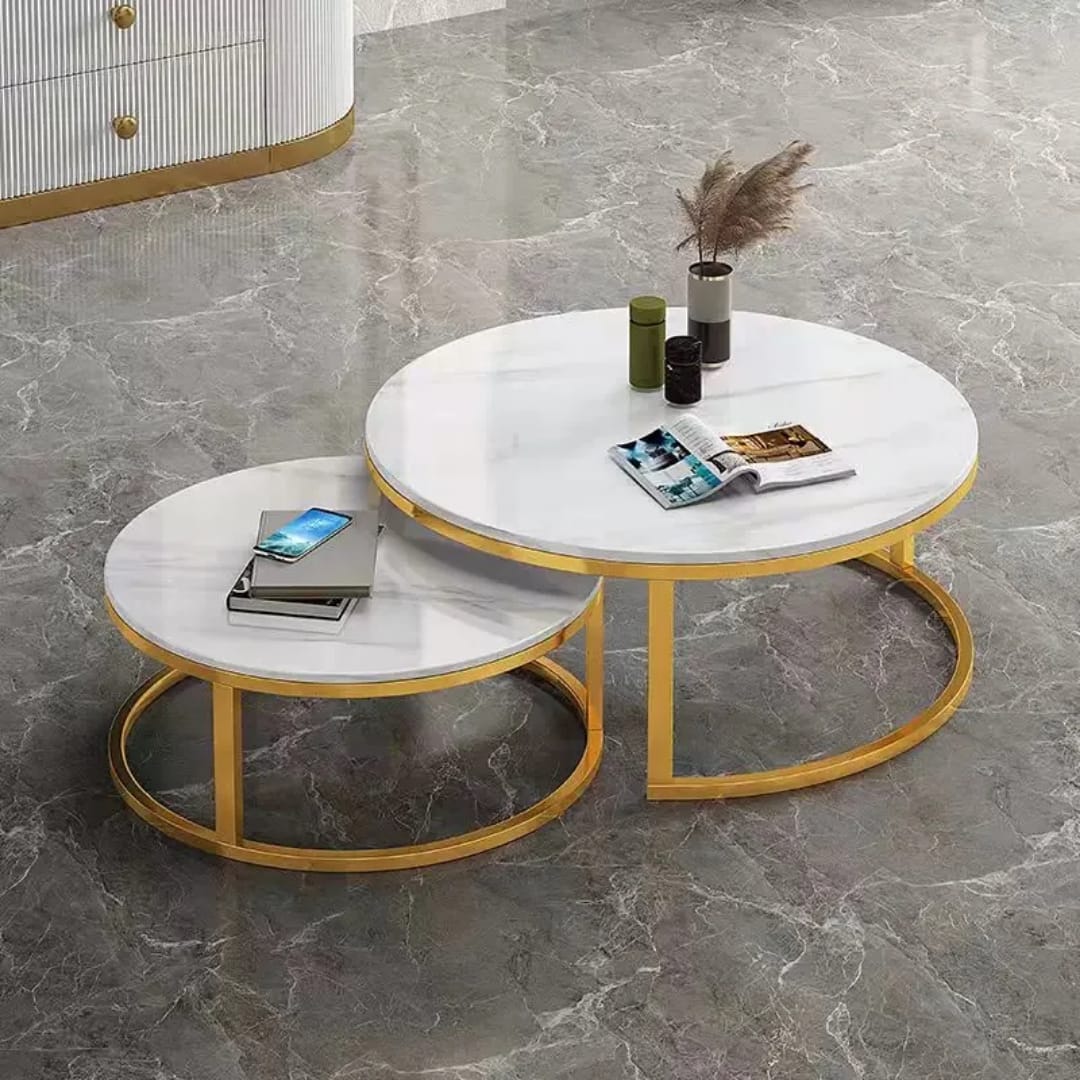 Transform Your Living Space🎯🎯 Pure Marble Nesting Table. sturdy metal frame and legs makes for stable & durable coffee table.And the surface covered with high-quality veneer