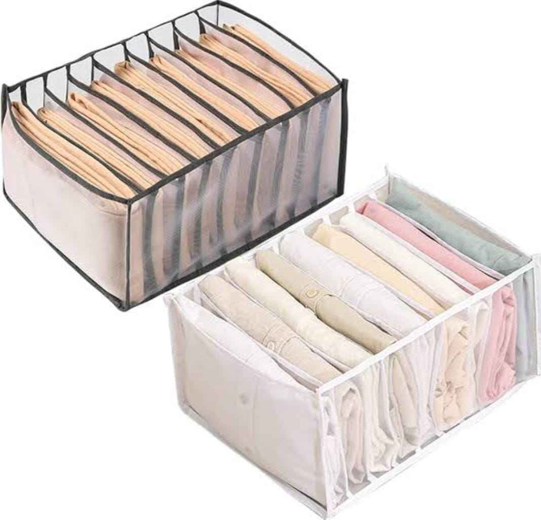 🎈🎈New arrivals🎈🎈7 grid Jean, Trouser and other garments organizer. made with high-quality translucent mesh with clear vinyl fabric, which is lightweight, breathable but also durable and resilient.