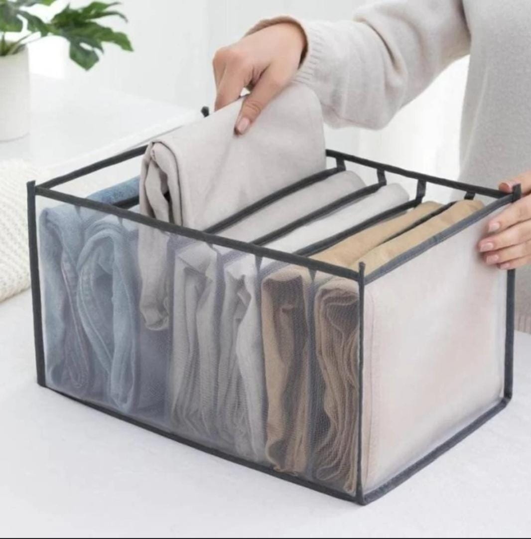 🎈🎈New arrivals🎈🎈7 grid Jean, Trouser and other garments organizer. made with high-quality translucent mesh with clear vinyl fabric, which is lightweight, breathable but also durable and resilient.