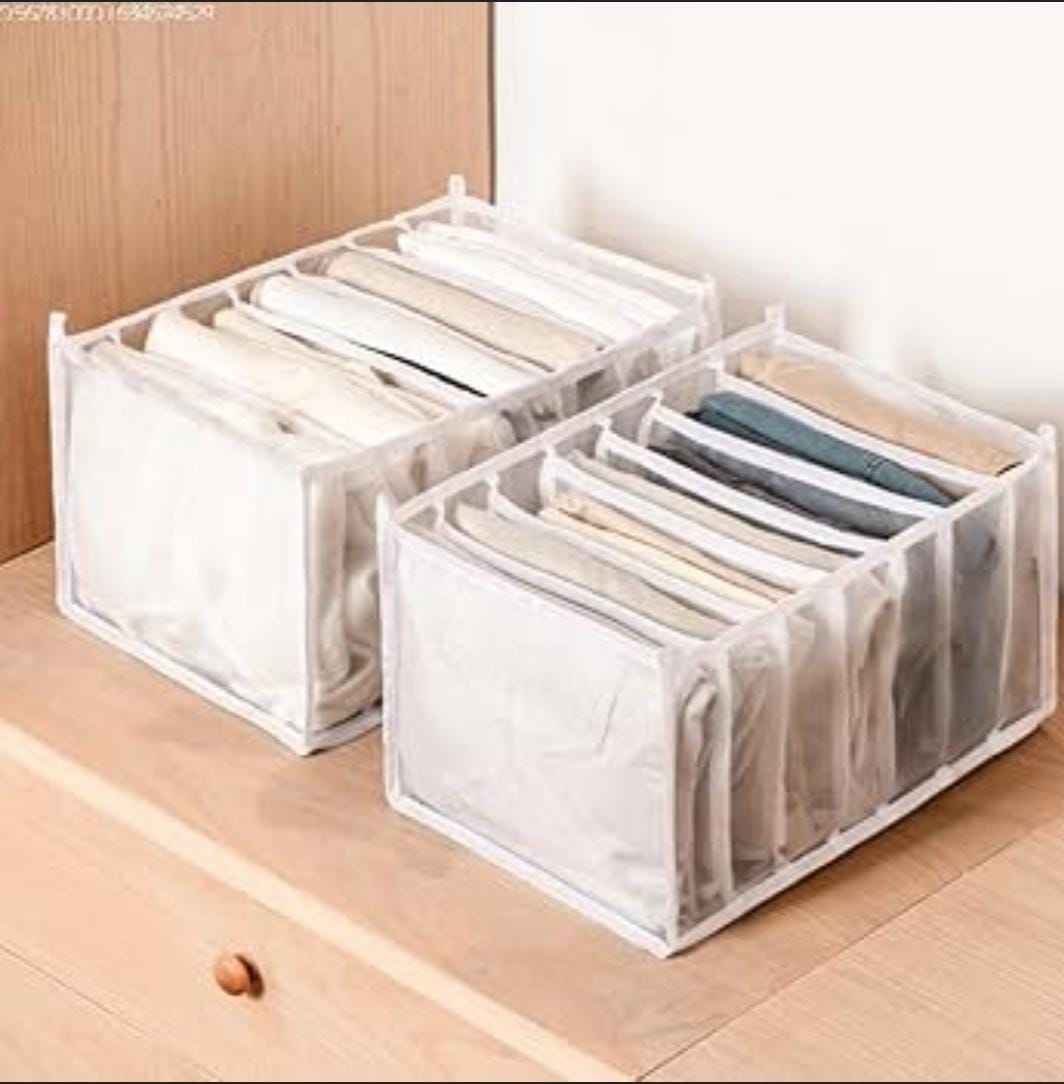 🎈🎈New arrivals🎈🎈7 grid Jean, Trouser and other garments organizer. made with high-quality translucent mesh with clear vinyl fabric, which is lightweight, breathable but also durable and resilient.